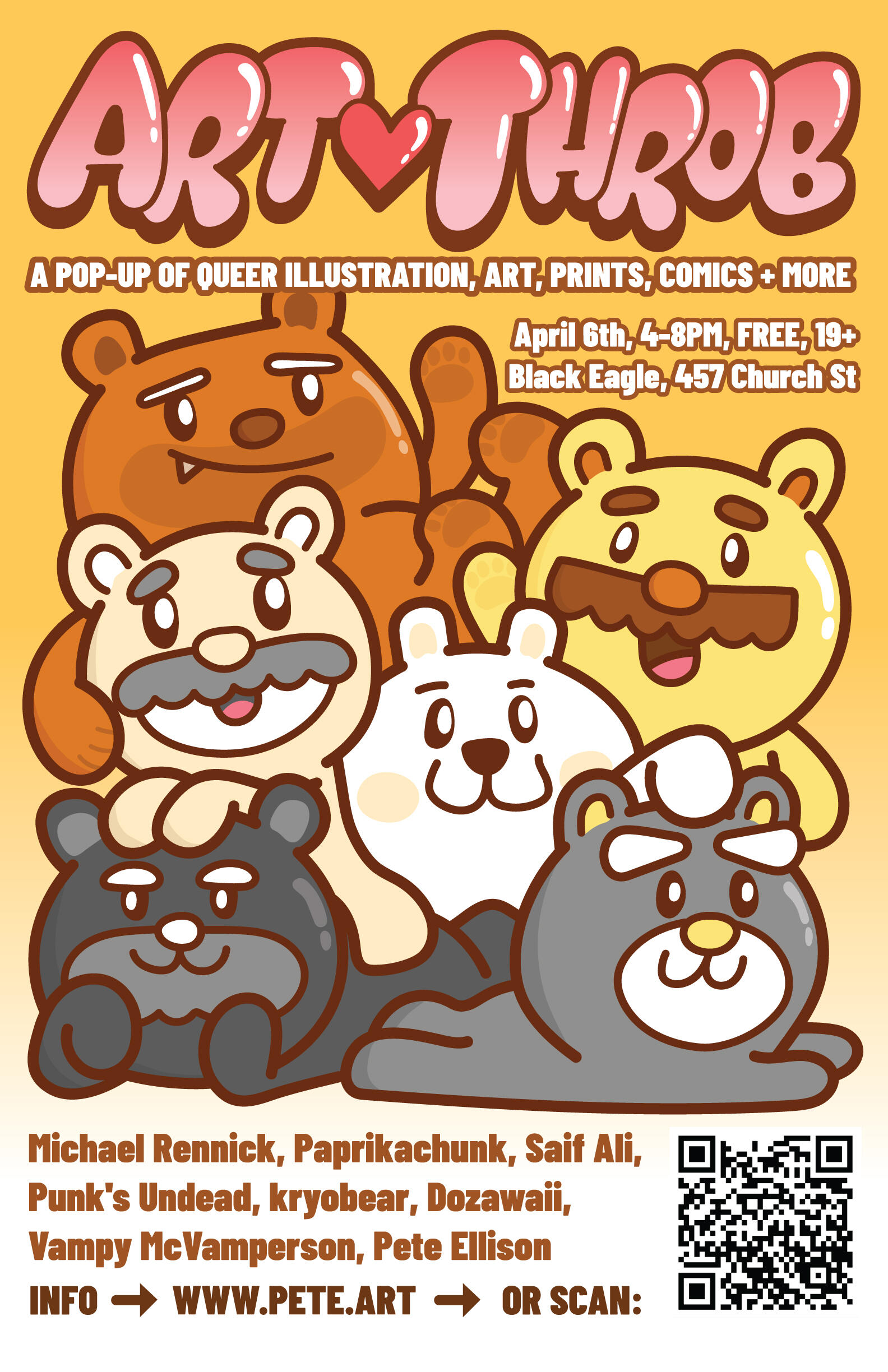 ART THROB, A Pop-Up of Queer / Illustration, Art, Prints, Comics + More. October 6th, 4-8PM, Free, 19+ / Black Eagle, 457 Church St